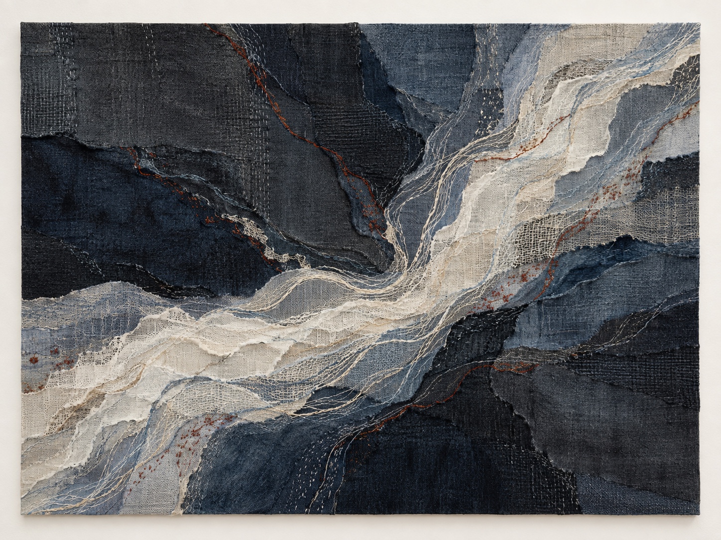 逆流成河，平面纤维艺术作品